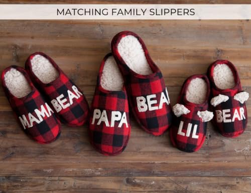 Dearfoams Women's Gifts for Mom Cute Cozy Mothers Day Mama Bear Slipper, Buffalo Plaid, 7-8