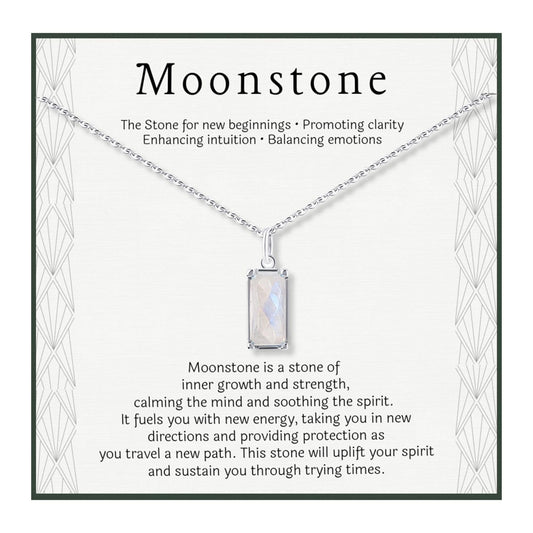 HOPE LOVE SHINE New Beginnings Rainbow Moonstone Sterling Silver Necklace for Women - Gifts for Her - Divorce Gifts for Women, Fertility Necklace, Break Up, Recovery, Retirement