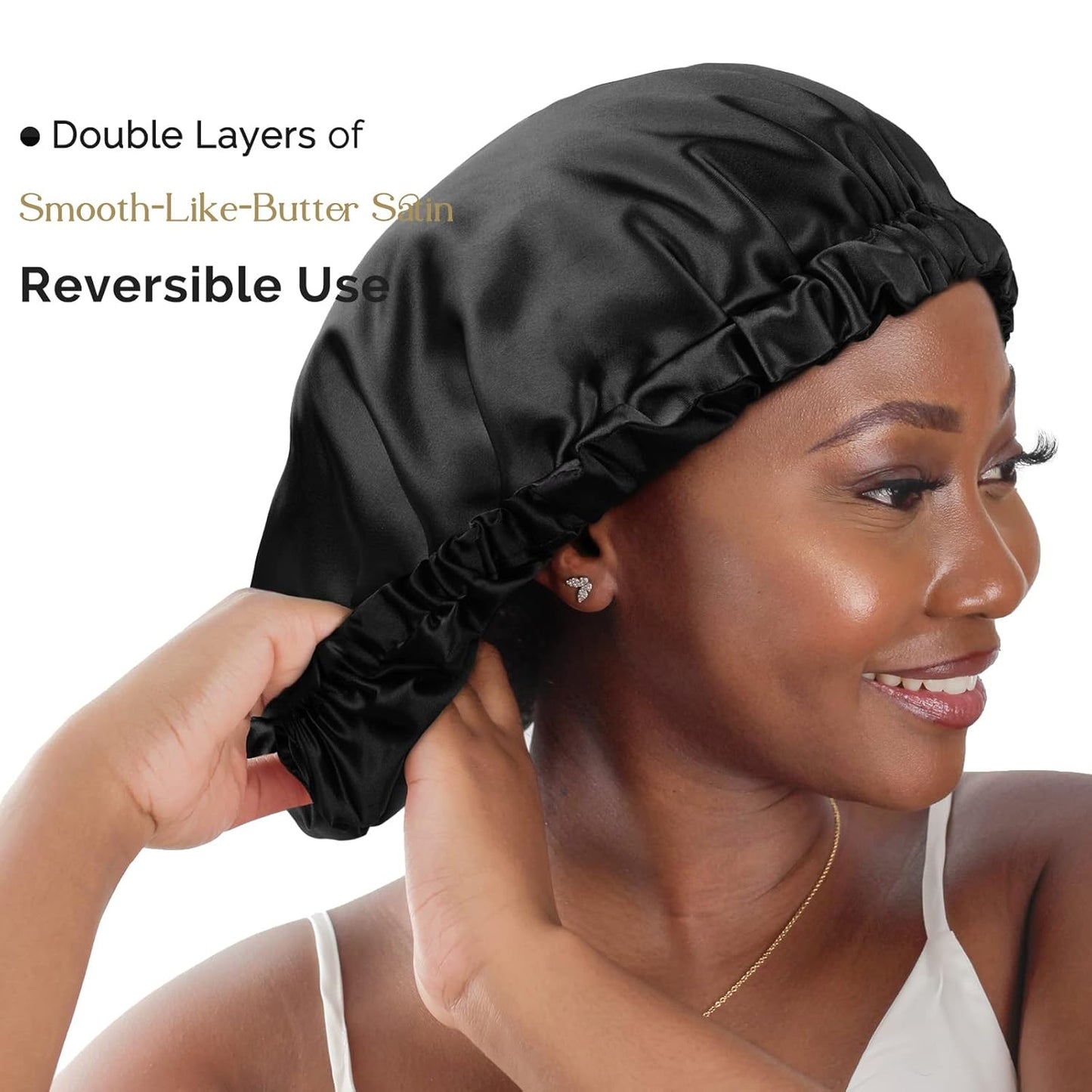 YANIBEST Double Layer Satin Bonnet Silk Bonnet Adjustable Hair Bonnet for Sleeping Hair Bonnets for Women Curly Natural Hair