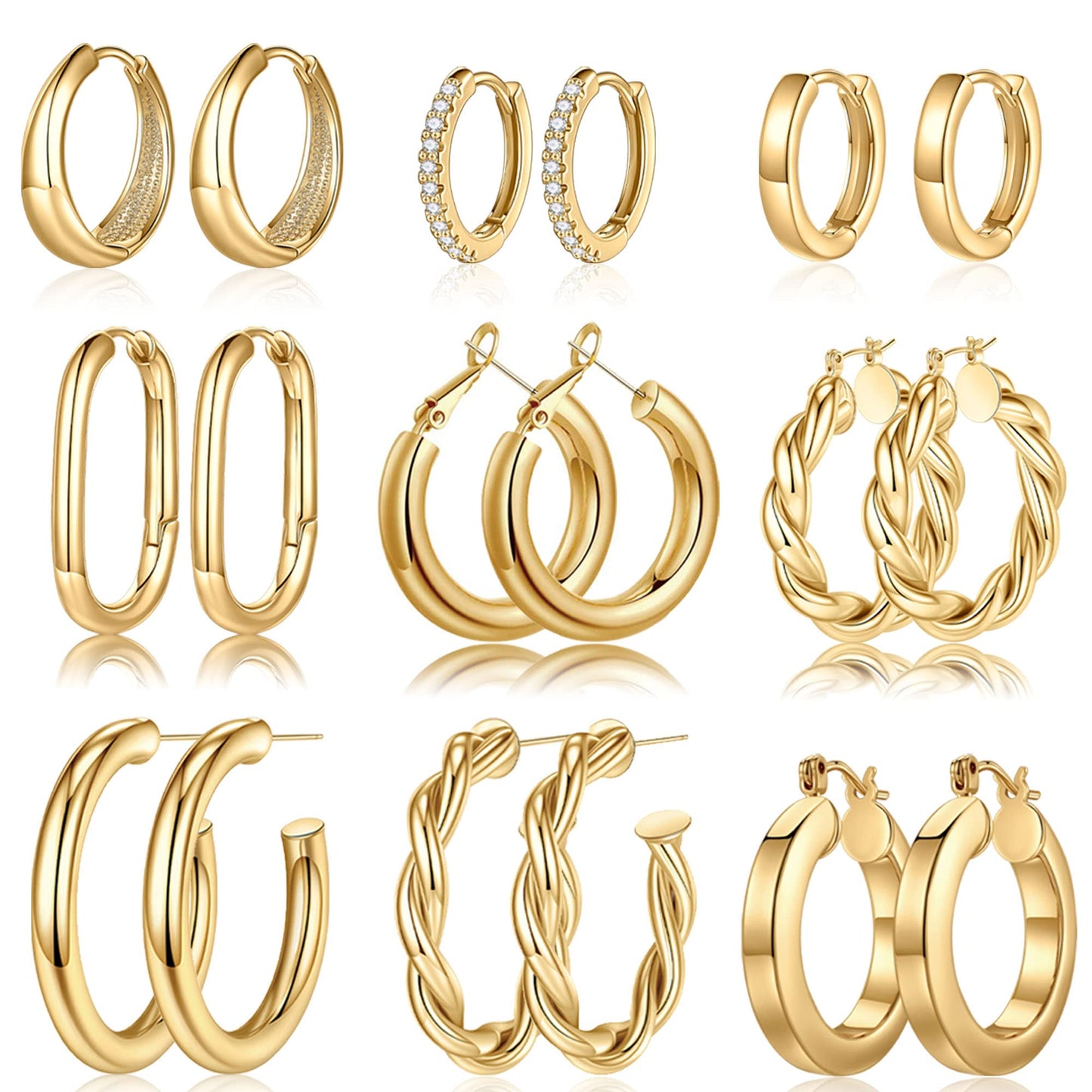 Yesteel Gold Hoop Earrings - 14k Gold Plated Small Hoop Earrings for Women Trendy Hypoallergenic Womens Hoop Huggie Earrings, Gold Jewelry for Women, Christmas Gifts for Women