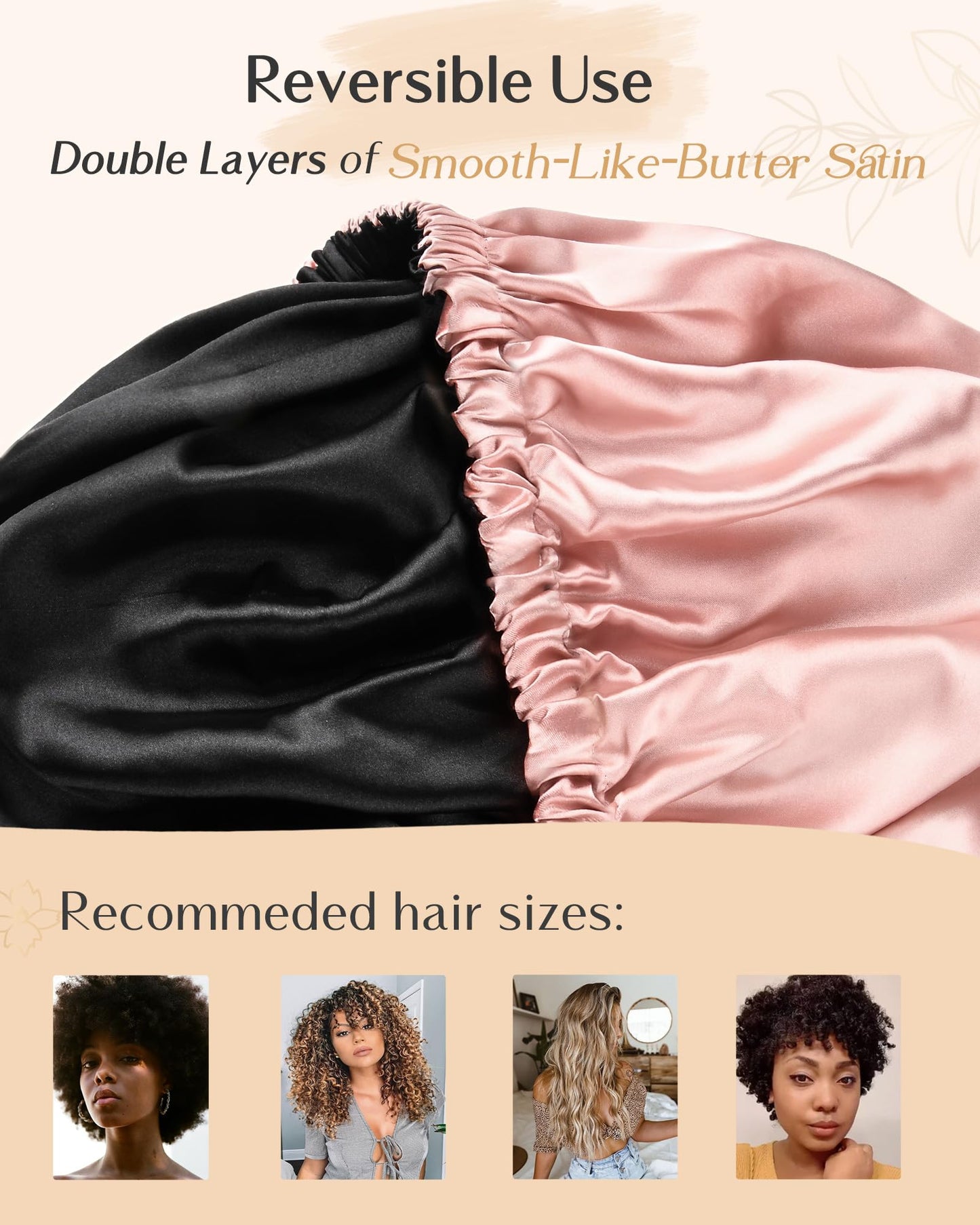 YANIBEST Double Layer Satin Bonnet Silk Bonnet Adjustable Hair Bonnet for Sleeping Hair Bonnets for Women Curly Natural Hair