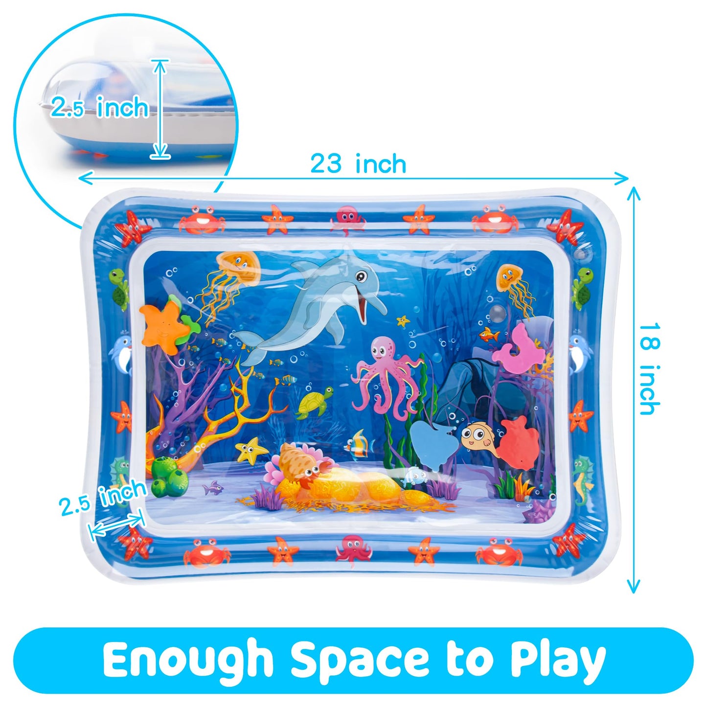 Yeeeasy Tummy Time Water Mat丨Inflatable Tummy Time Water Play Mat for Babies, Infants and Toddlers 3 to 12 Months Promote Development Toys Baby Gifts